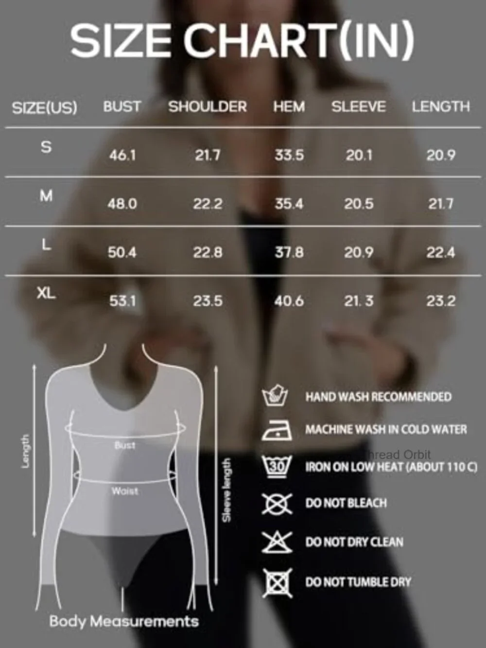 Cropped Fleece Sherpa Jacket, Zip Up, Long Sleeve, Winter Casual - Picture 7 of 7